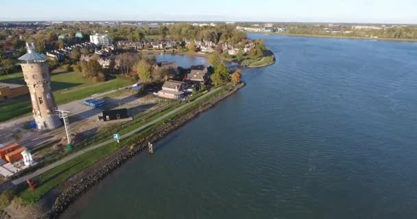 Flygvy Över Vatten Och Naturlandskap Walburg Area Dordrecht Nederländerna — Stockvideo