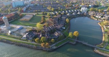 Su ve doğa manzarası, Walburg alanı, Dordrecht, Hollanda