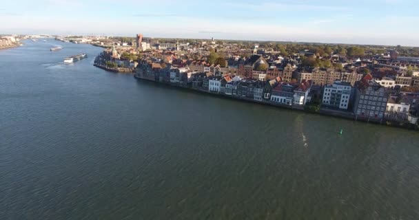 Вид Воздуха Водный Природный Ландшафт Walburg Area Dordrecht Netherlands — стоковое видео