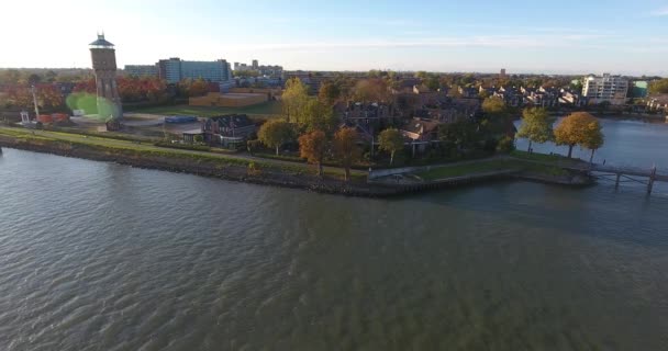 Flygvy Över Vatten Och Naturlandskap Walburg Area Dordrecht Nederländerna — Stockvideo