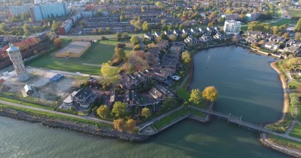 Вид Воздуха Водный Природный Ландшафт Walburg Area Dordrecht Netherlands — стоковое видео