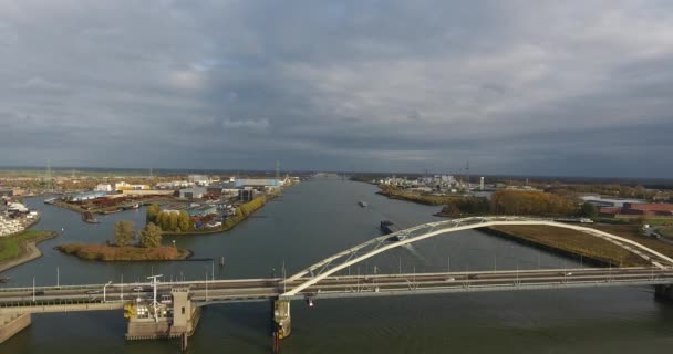 Vue Aérienne Pont Sur Rivière Dordrecht Pays Bas — Video
