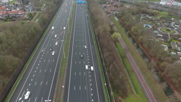 A16 Otoyolunun Havadan Görünümü Zwijndrecht Hollanda — Stok video