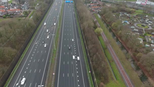 Flygvy Över A16 Highway Zwijndrecht Nederländerna — Stockvideo