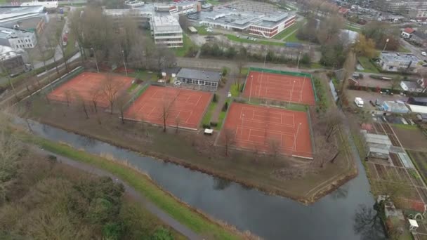 Terenuri Tenis Vedere Aeriană Zwijndrecht Olanda — Videoclip de stoc