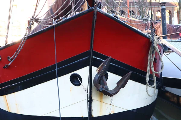 Старый Винтажный Фронт Лодки Порт Роттердам Нидерланды — стоковое фото