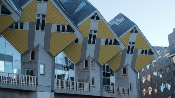 Cube Houses Rotterdam Centre Kubuswoningen Arquitetura Holandesa Nos Países Baixos — Vídeo de Stock