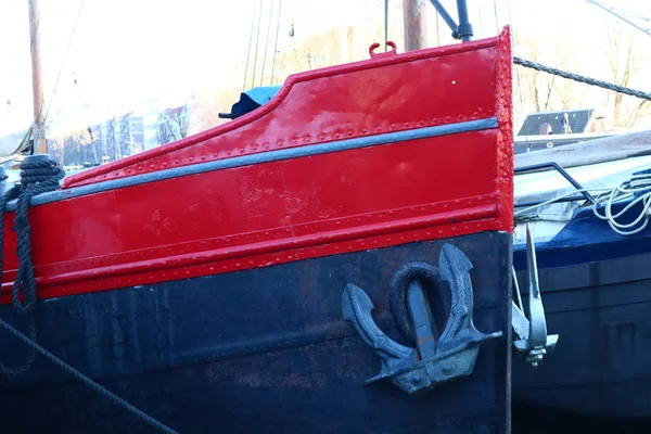 Старый Винтажный Фронт Лодки Порт Роттердам Нидерланды — стоковое фото