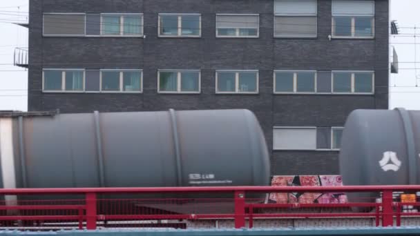 Comboio Transporte Combustível Dordrecht Países Baixos — Vídeo de Stock