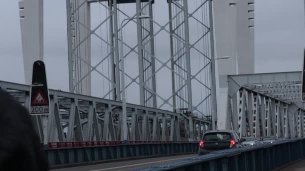 Dordrecht Bridge Cars People Going Work Winter Season Netherlands — Stock Video