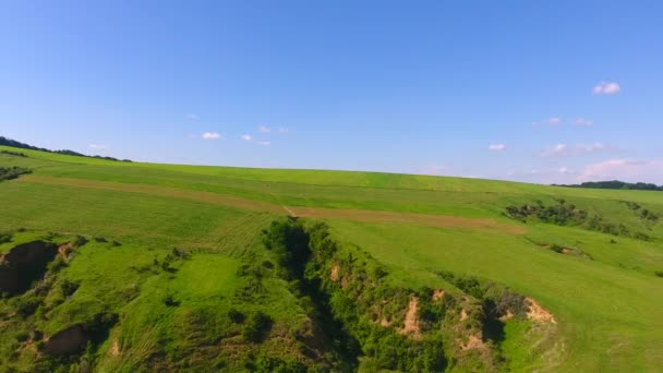 Vista Aérea Campo Colina Natural Verde Com Grama — Vídeo de Stock