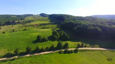 Orman tepe arka plan havadan görünümü, güzel doğa ağaçları manzara