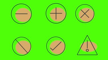 Düz çizgiler canlandırılmış spot ışığı simgeleri yeşil ekran krom anahtarı üzerinde elementler