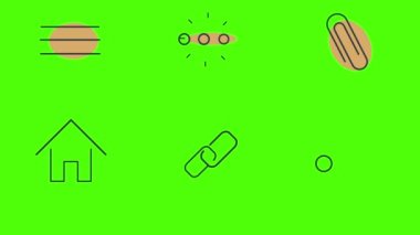 Düz çizgiler canlandırılmış spot ışığı simgeleri yeşil ekran krom anahtarı üzerinde elementler