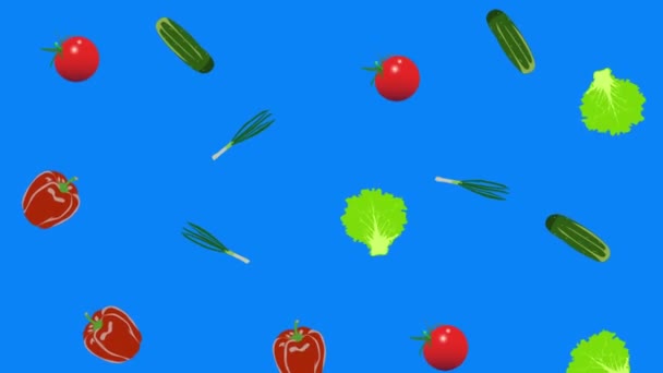 Sebze Elementleri Animasyon Kroma Anahtar Arkaplan Çıkarılabilir Dikişsiz Döngü — Stok video