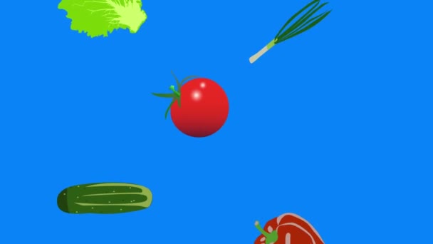 蔬菜元素动画彩色键背景可拆卸 无缝循环 — 图库视频影像