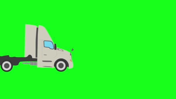 Доставка Вантажівок Працюють Зеленому Екрані Хромований Ключ Анімація — стокове відео