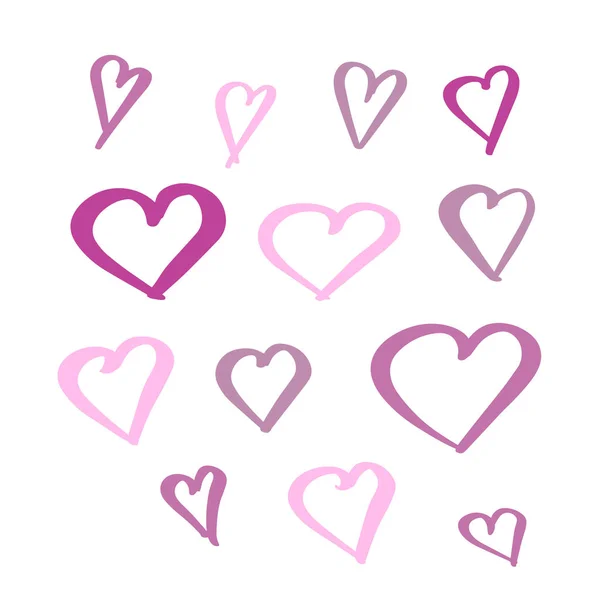 Set with hand drawn hearts — Stock Vector