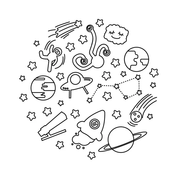 Conjunto de diferentes garabatos espacio — Vector de stock