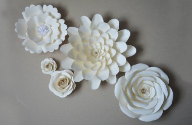 kağıt çiçekler. iç dekor. iç duvarların dekorasyonu. kağıt dekor. iç çiçekler. büyük çiçeklerile dekorasyon.