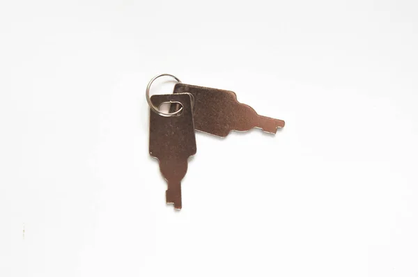 Two Small Keys Lock White Background — Stock Photo, Image