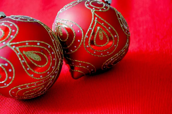 Rote Weihnachtskugeln Dekorationen Für Den Anlass Vorbereitung Auf Ein Frohes — Stockfoto