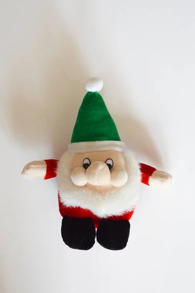 Santa Claus Toy White Background Preparing Happy Christmas New Year — Stock Photo, Image