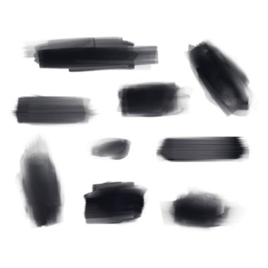 Suluboya fırça darbeleri hazır. Vektör siyah boya, mürekkep fırçası darbesi, fırça, çizgi ya da doku. Vektör illüstrasyonu