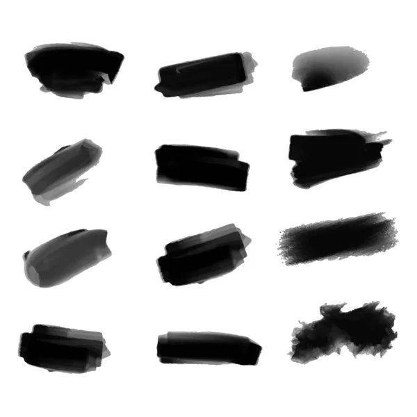 Set Coups Pinceau Aquarelle Peinture Vectorielle Noire Trait Pinceau Pinceau — Image vectorielle