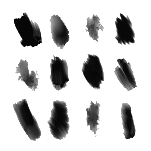 Set Coups Pinceau Aquarelle Peinture Vectorielle Noire Trait Pinceau Pinceau — Image vectorielle