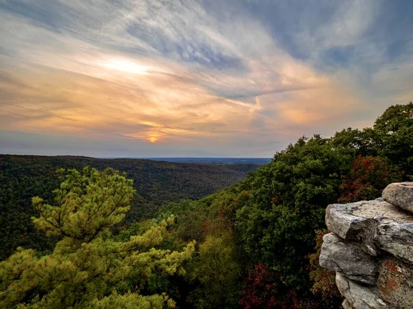 Pôr Sol Sobre Montanhas Virgínia Ocidental Coopers Rock Overlook Coopers — Fotografia de Stock