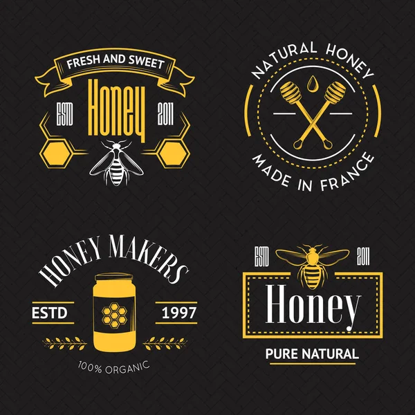 Honey vintage logo set — Stock Vector