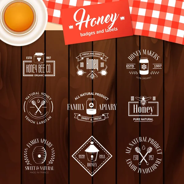 Honey vintage logo set — Stock Vector