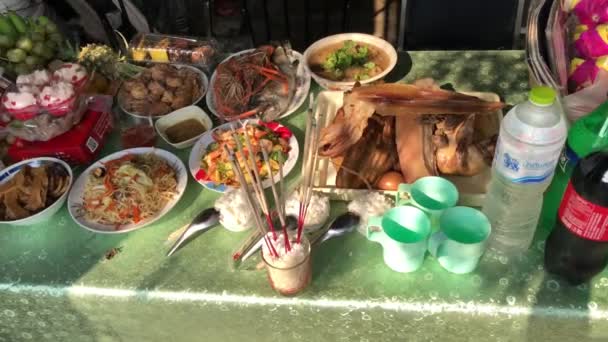 Offrandes Alimentaires Sur Nouvelle Année Chinoise Festival Pour Prier Dieu — Video