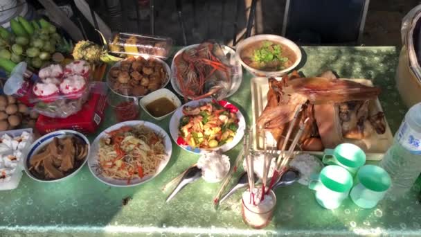 Food Offerings Chinese New Year Festival Pray God Ancestor Worship — Stock Video