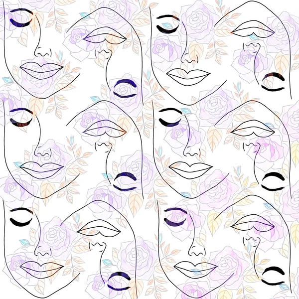 Valentine Concept Drawing Schönes Gesicht Der Frau Dekorativem Rahmen Von — Stockfoto
