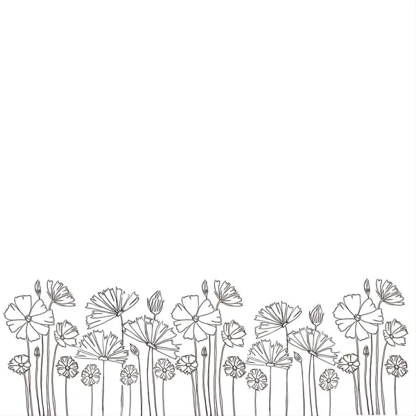 Bloemen Illustratie Concept Tekening Mooie Bloemen Boeket Witte Achtergrond Decoratieve — Stockfoto