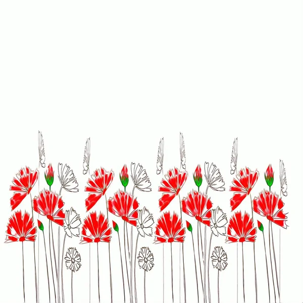 Концепція Ілюстрації Квітів Намальовування Красивих Квітів Білому Тлі Декоративні Серії — стокове фото