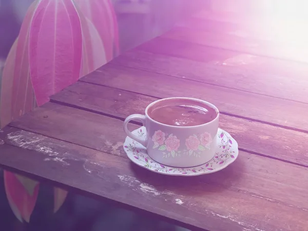 Close Cup Coffee Wooden Table — Stock Photo, Image