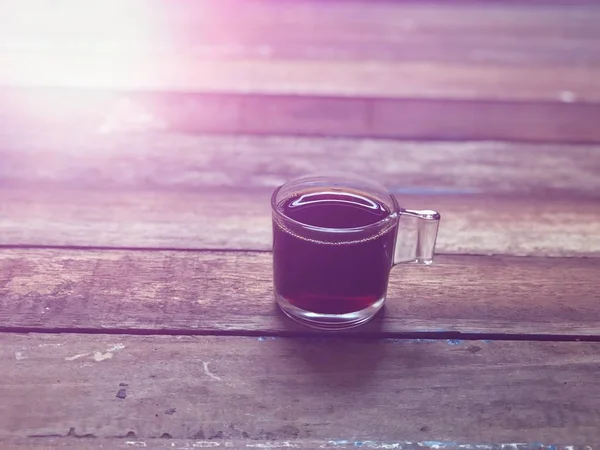 Mug Coffee Wooden Table Top Rustic Still Life Soft Dark — Stock Photo, Image