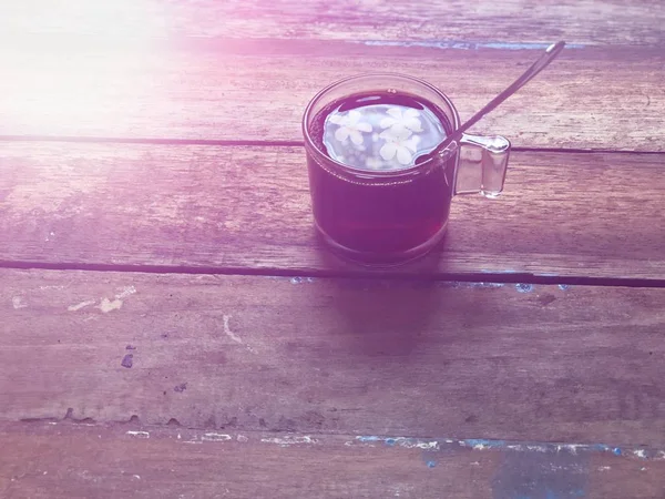 Mug Coffee Wooden Table Top Rustic Still Life Soft Dark — Stock Photo, Image