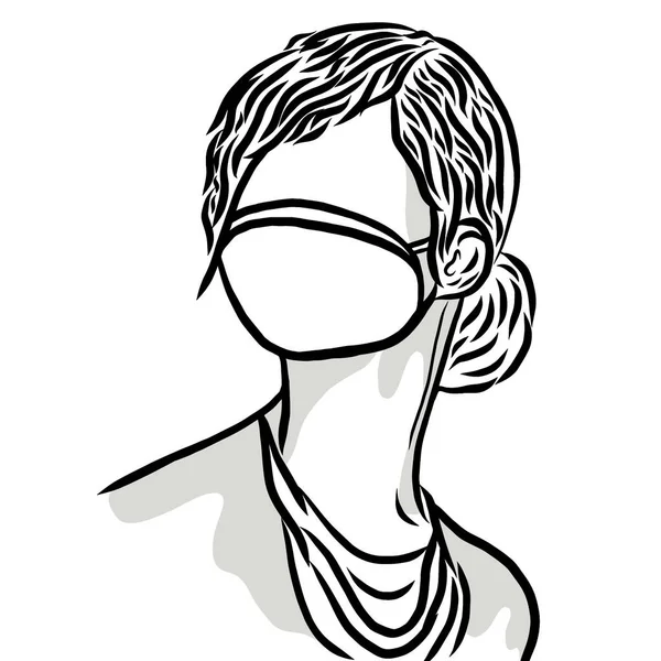携带棉包 戴卫生防护口罩或织物口罩的妇女 可防止科罗纳流行 Pm2 减少塑料袋的使用 — 图库照片