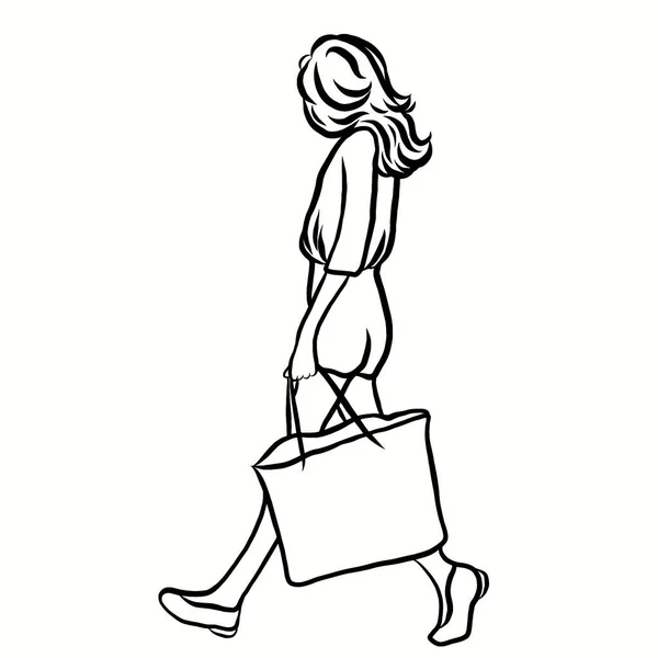 Лінія Намальована Сучасна Жінка Стиль Одягу Нового Покоління Мінімалістичний Дизайн — стокове фото