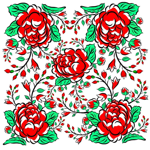 Gyönyörű Rózsa Csokor Virágok Zöld Levelek Növekedését Fehér Háttér Kézzel — Stock Fotó