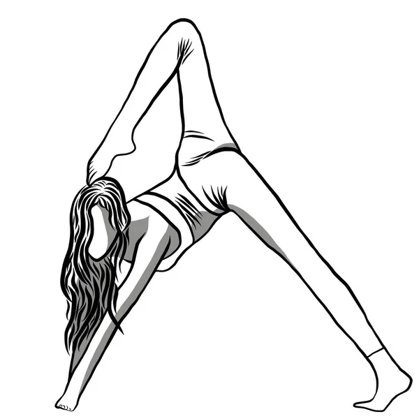 Healthy Lifestyle Yoga Workout Concept Line Drawing Woman Exercise Yoga — Stock Photo, Image