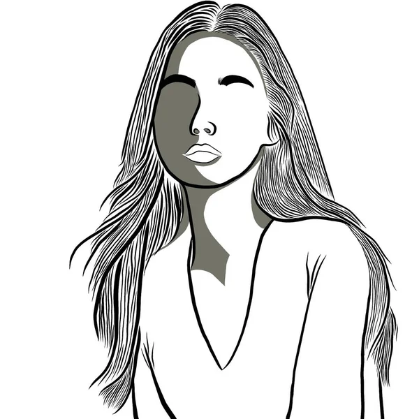 Güzel bir genç kadın, vücudunda gölgelere neden olan parlak bir ışıktı. Düz tasarım ile yaratıcılık..