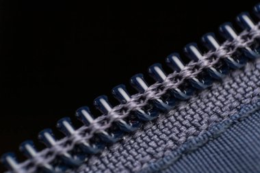 fermuar ve kumaş tekstil yüksek büyütme altında kapalı detay