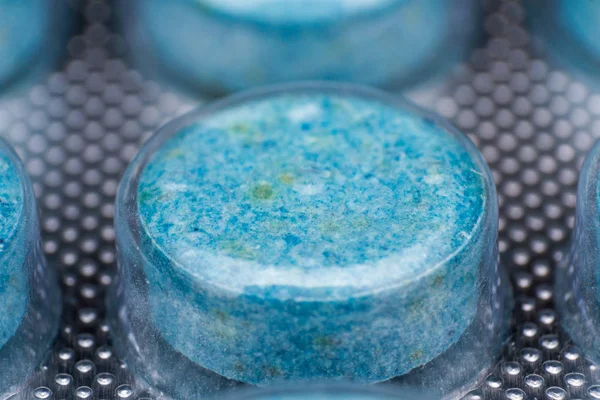 Modré Tabletky Zabalené Plastového Obalu Zblízka — Stock fotografie