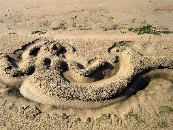 Scultura Sabbia Sulla Spiaggia — Foto Stock