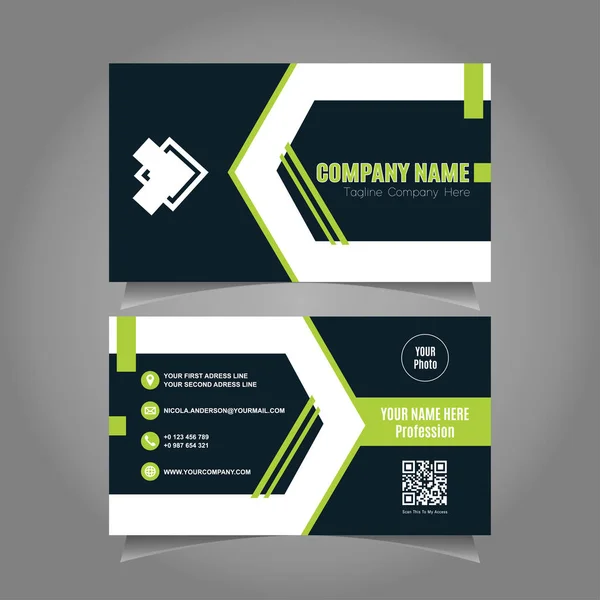 Elegant Business Card Template Black Dan Green Background — Stock Vector